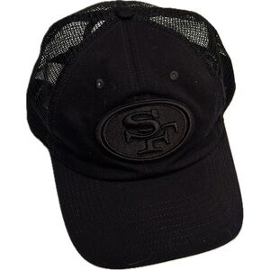 San Francisco 49ers Hat One Size Fanatics NFL Pro Line Mesh Snapback Blk On Blk
